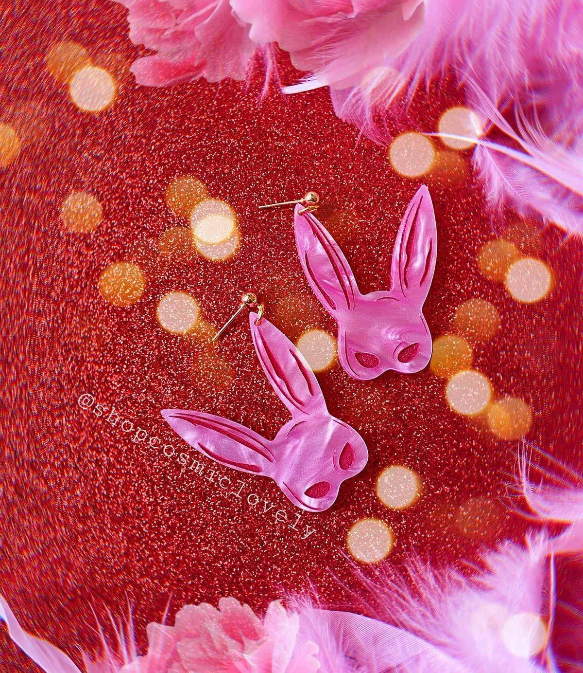 PINK SEXY BUNNY MASK Earrings