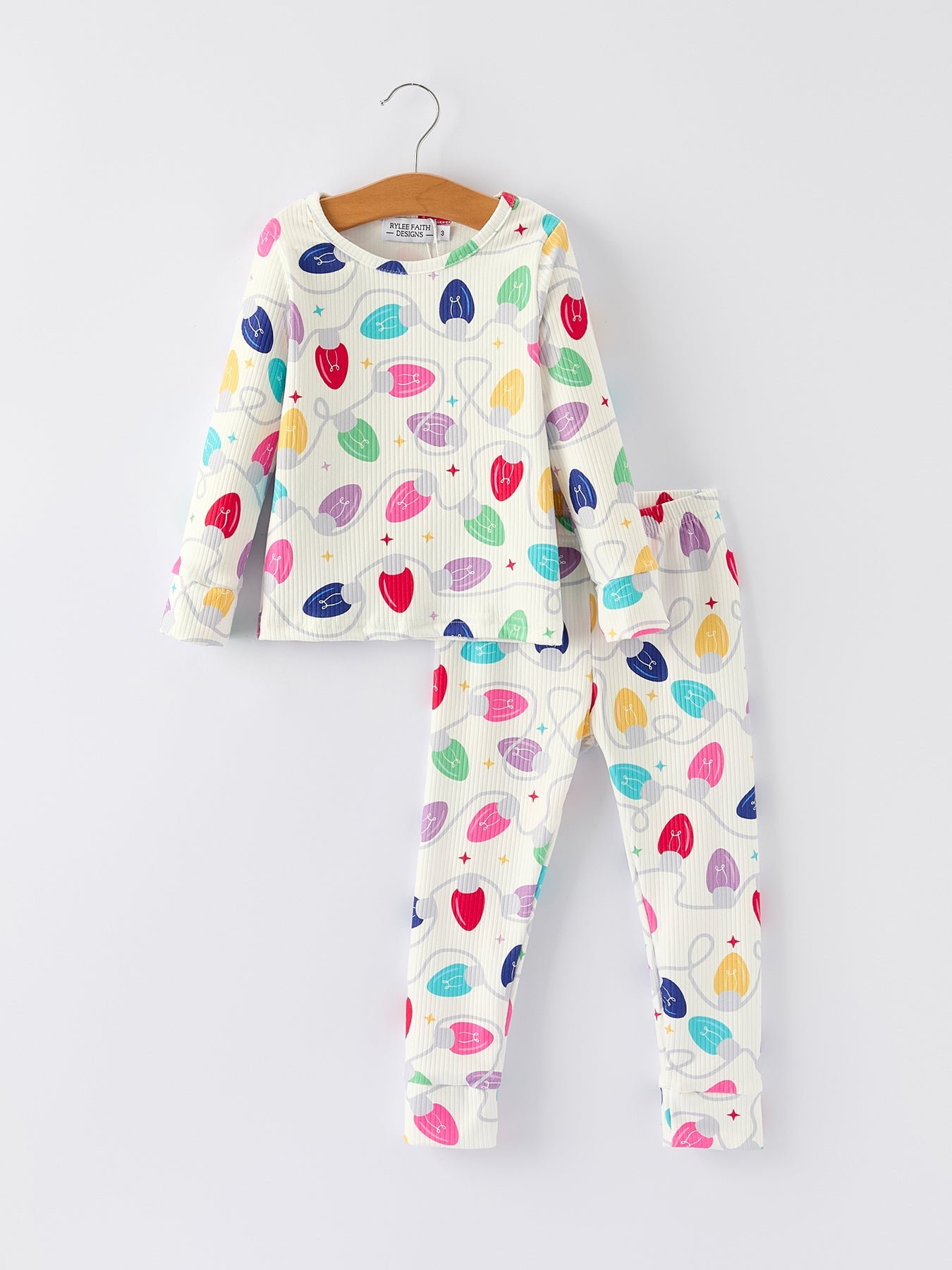 Christmas Girls Colorful Light Bulb Baby Pajama Set: Fun and Cozy