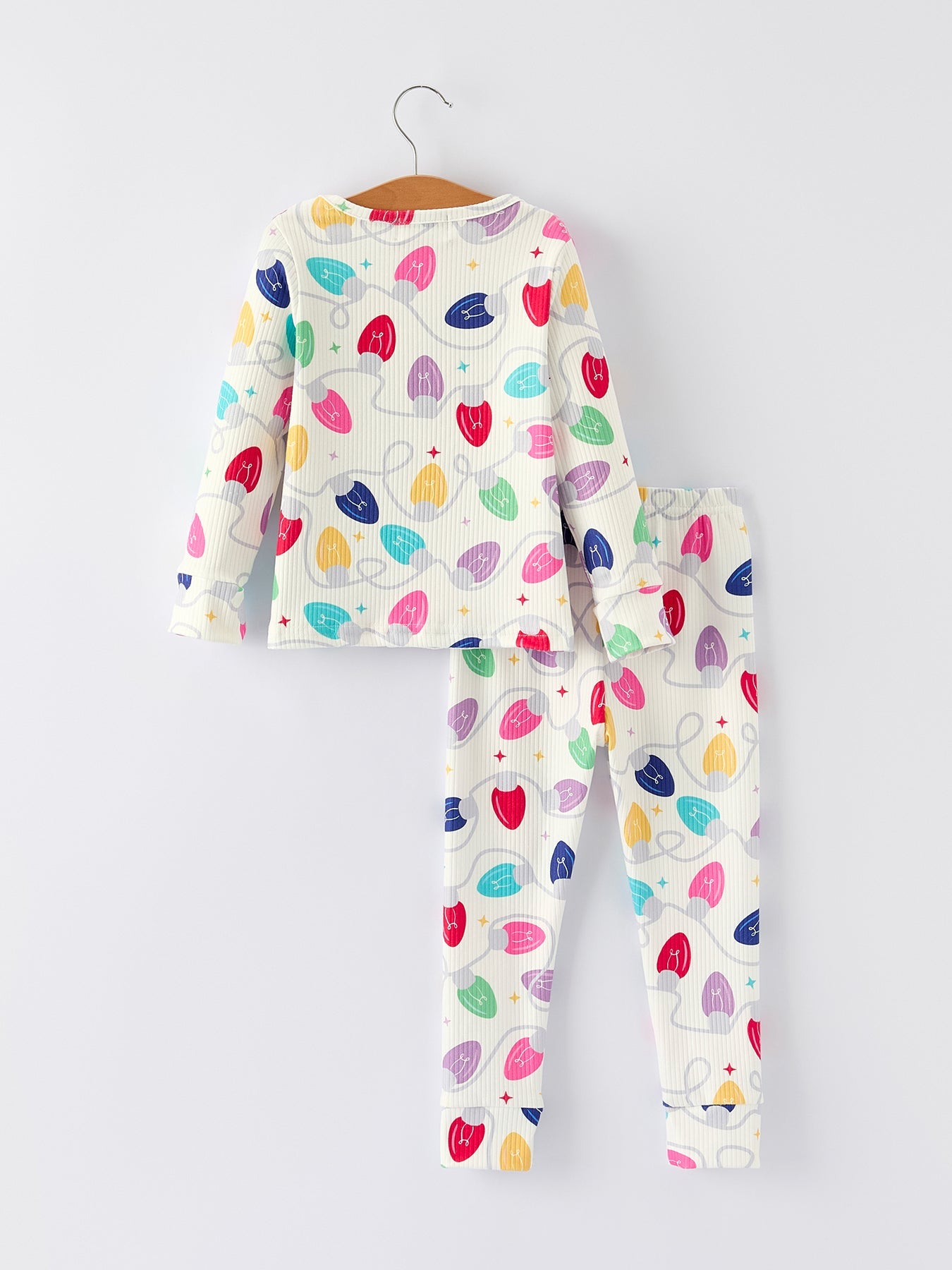 Christmas Girls Colorful Light Bulb Baby Pajama Set: Fun and Cozy