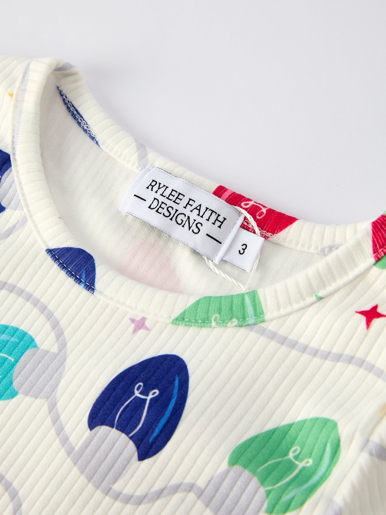 Christmas Girls Colorful Light Bulb Baby Pajama Set: Fun and Cozy