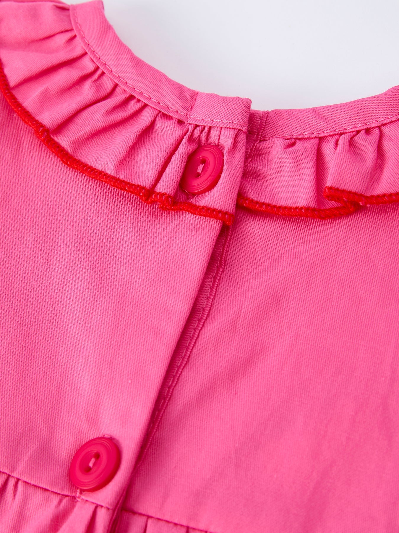 Valentine's Day Hot Pink Ruffle Collar Baby Romper Heart Applique