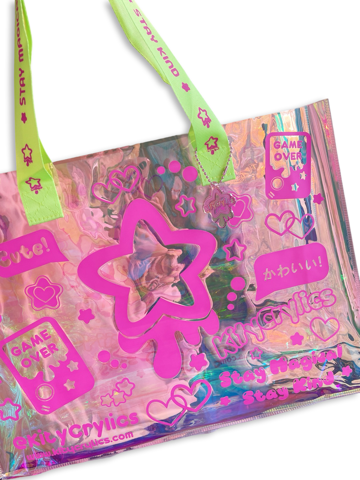 Kawaii Game Over Holographic Tote Bag