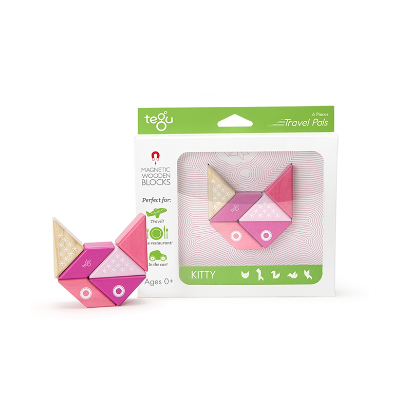 Travel Pals - Kitty <br>Magnetic Wooden Blocks <br>6 pieces