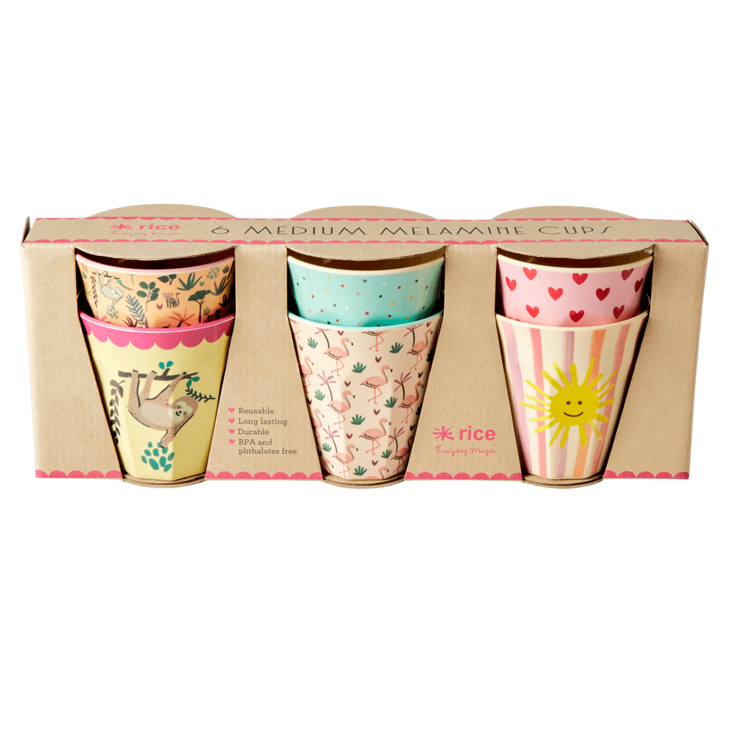 Melamine Kids Cups in Asst. Funky Prints - Medium - 6 pcs. in Gift Box