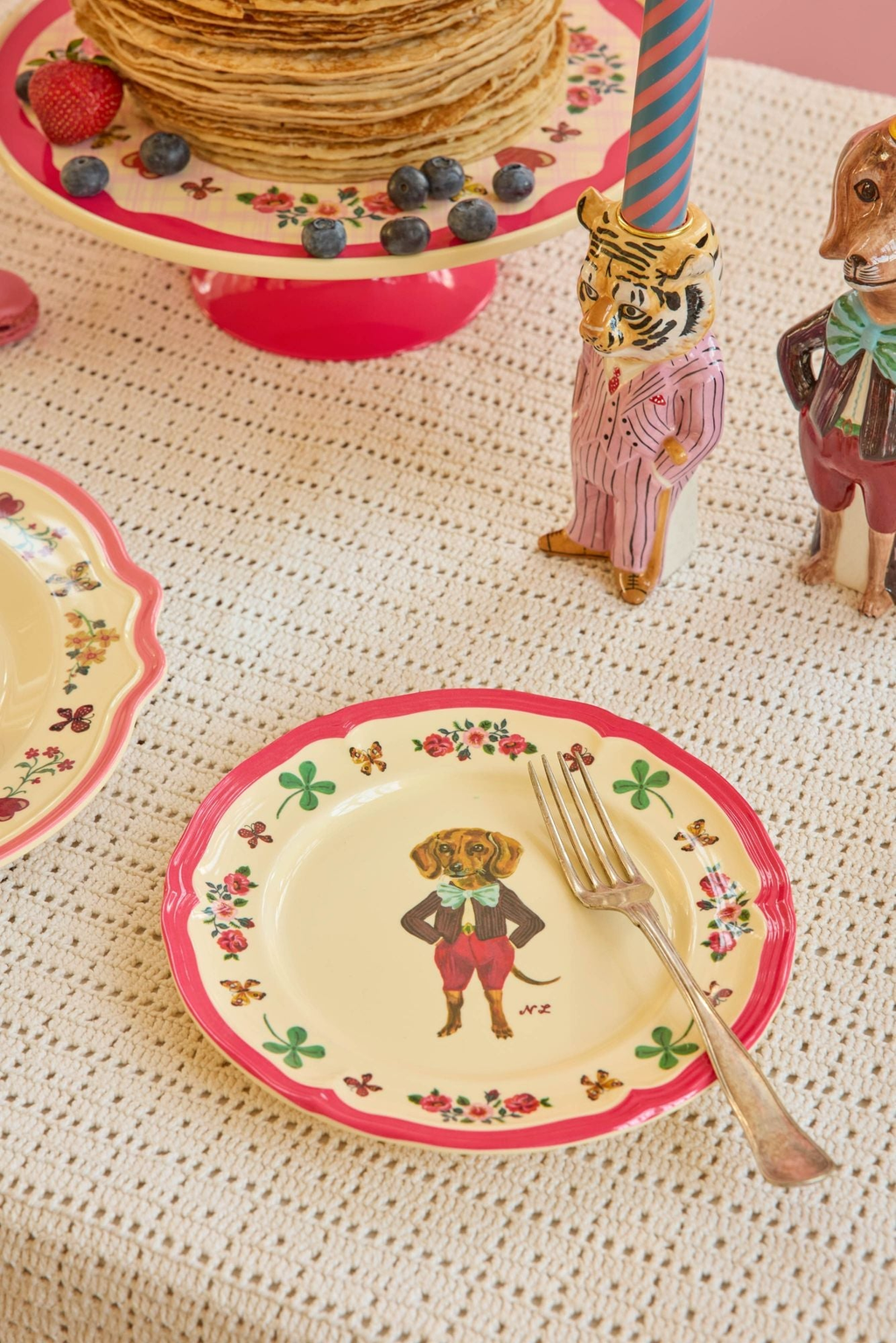 Melamine Vintage Side Plate with Nathalie Lété Print - Red