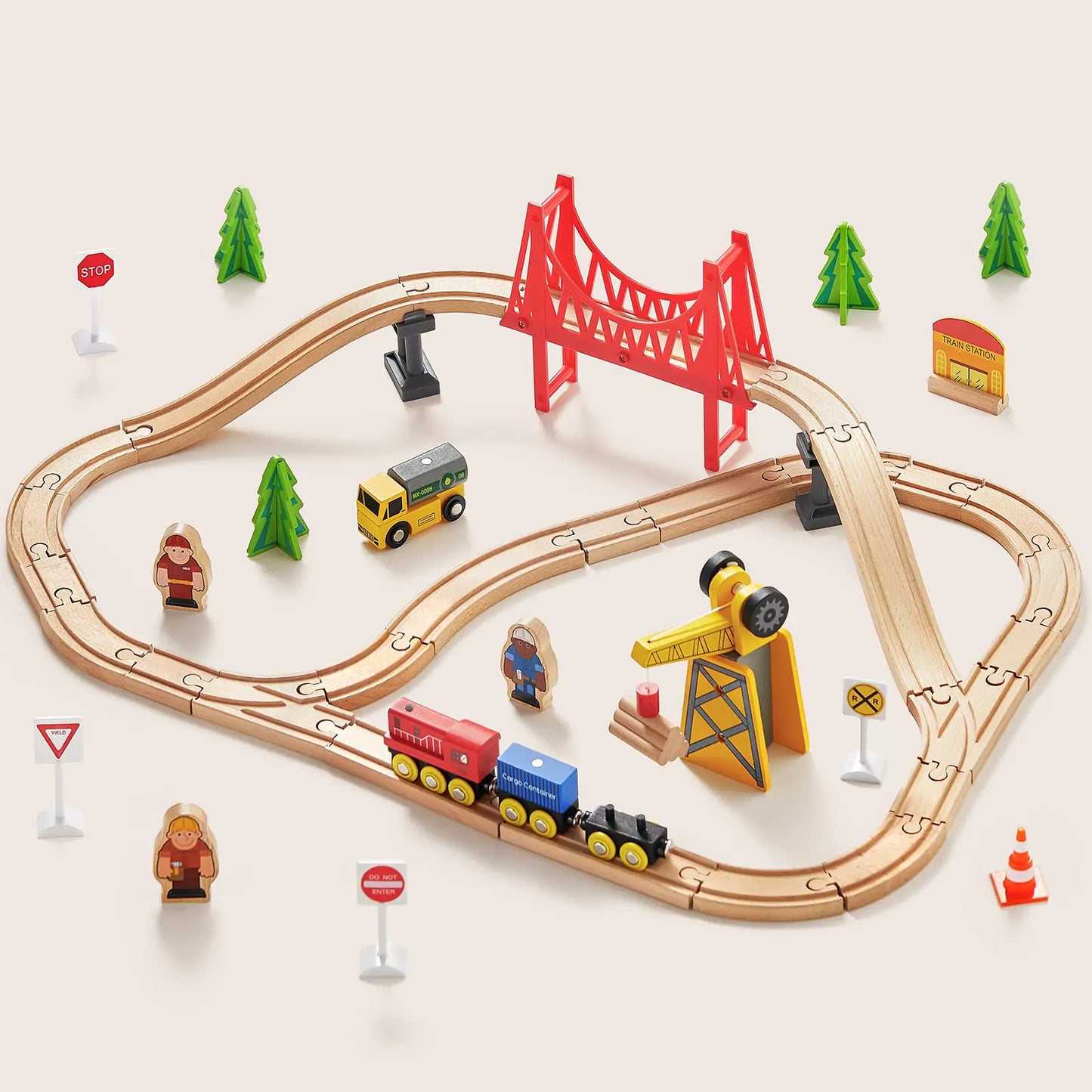 Tiny Land® Wooden Train Set for Children
