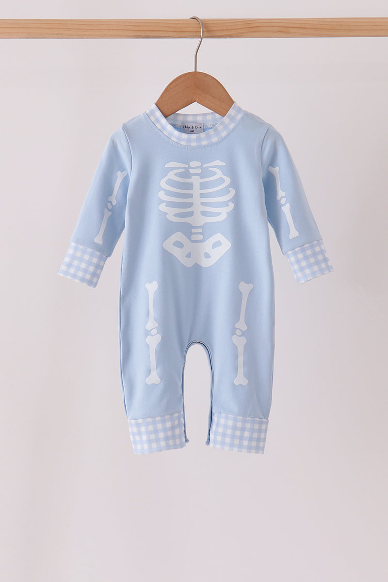 Blue skeleton print romper