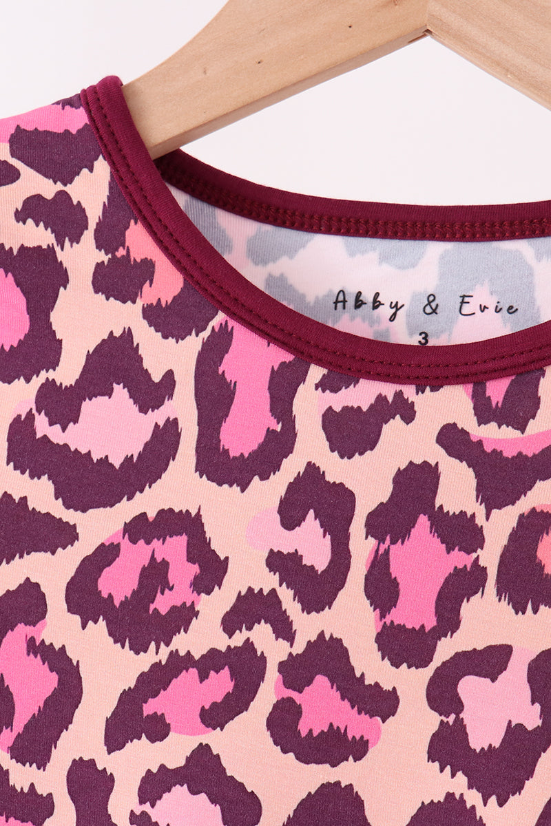 Pink leopard bamboo pajama set