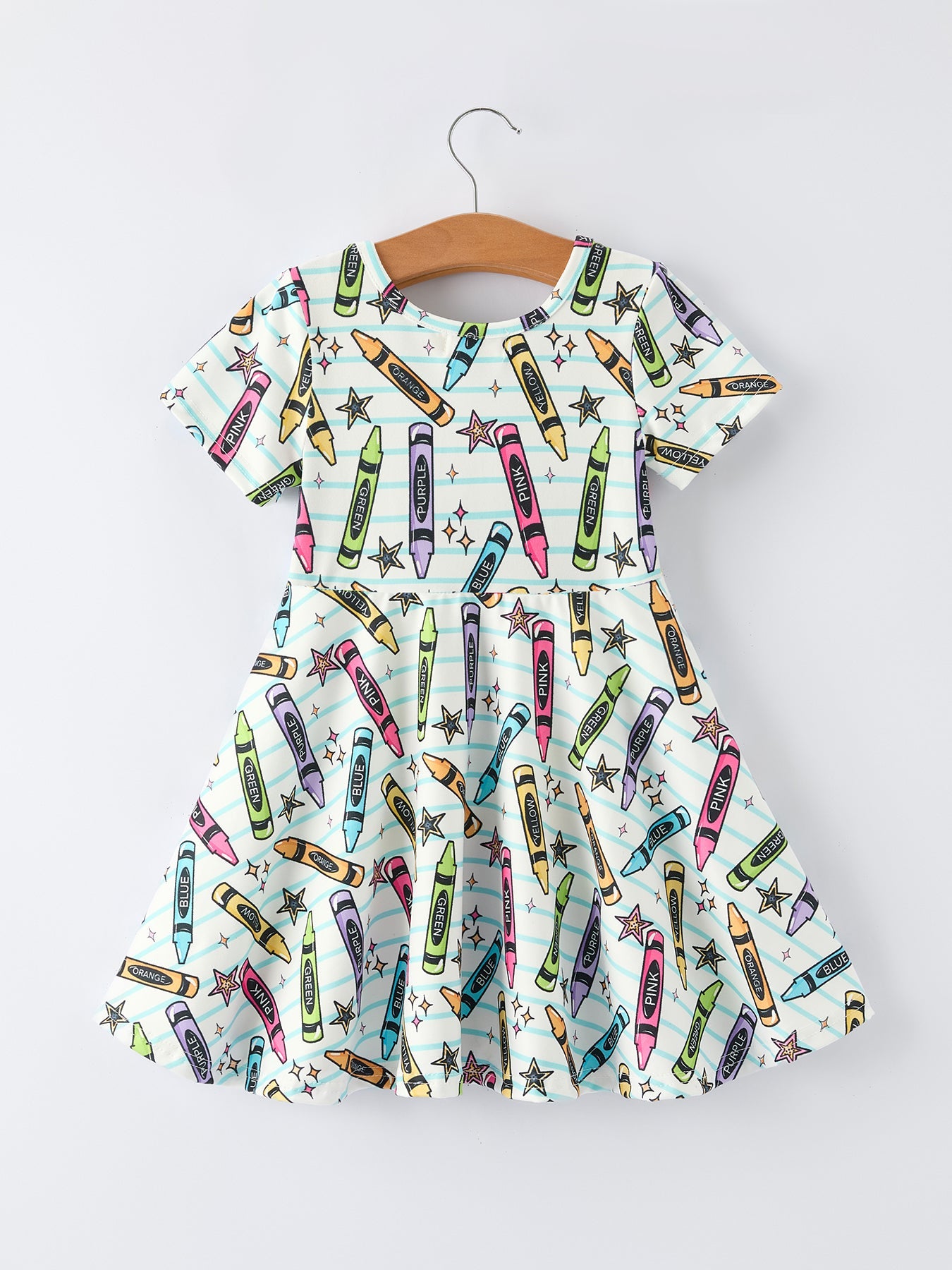 Girl Back To School Pencil Print Dress Remy & Zara Girl Back To School Pencil Print Dress Remy & Zara