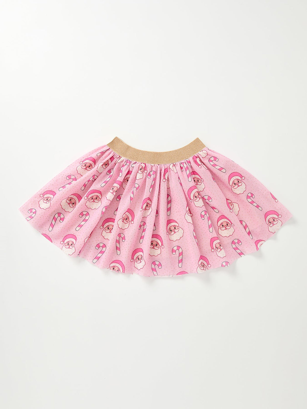 Girls Pink Christmas Santa Candy Cane Print Tutu Skirt