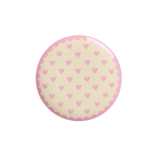Melamine Cake Plate with Favorite Hearts Print -  Dark Pink - Small