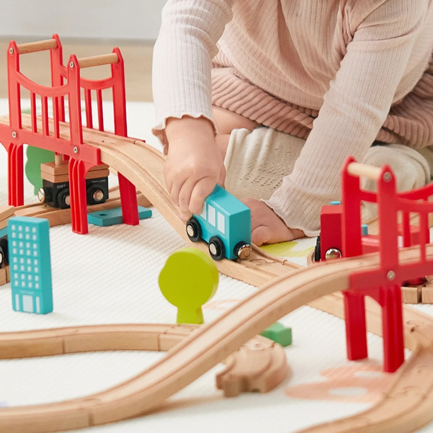 Tiny Land® Wooden Train Set for Children