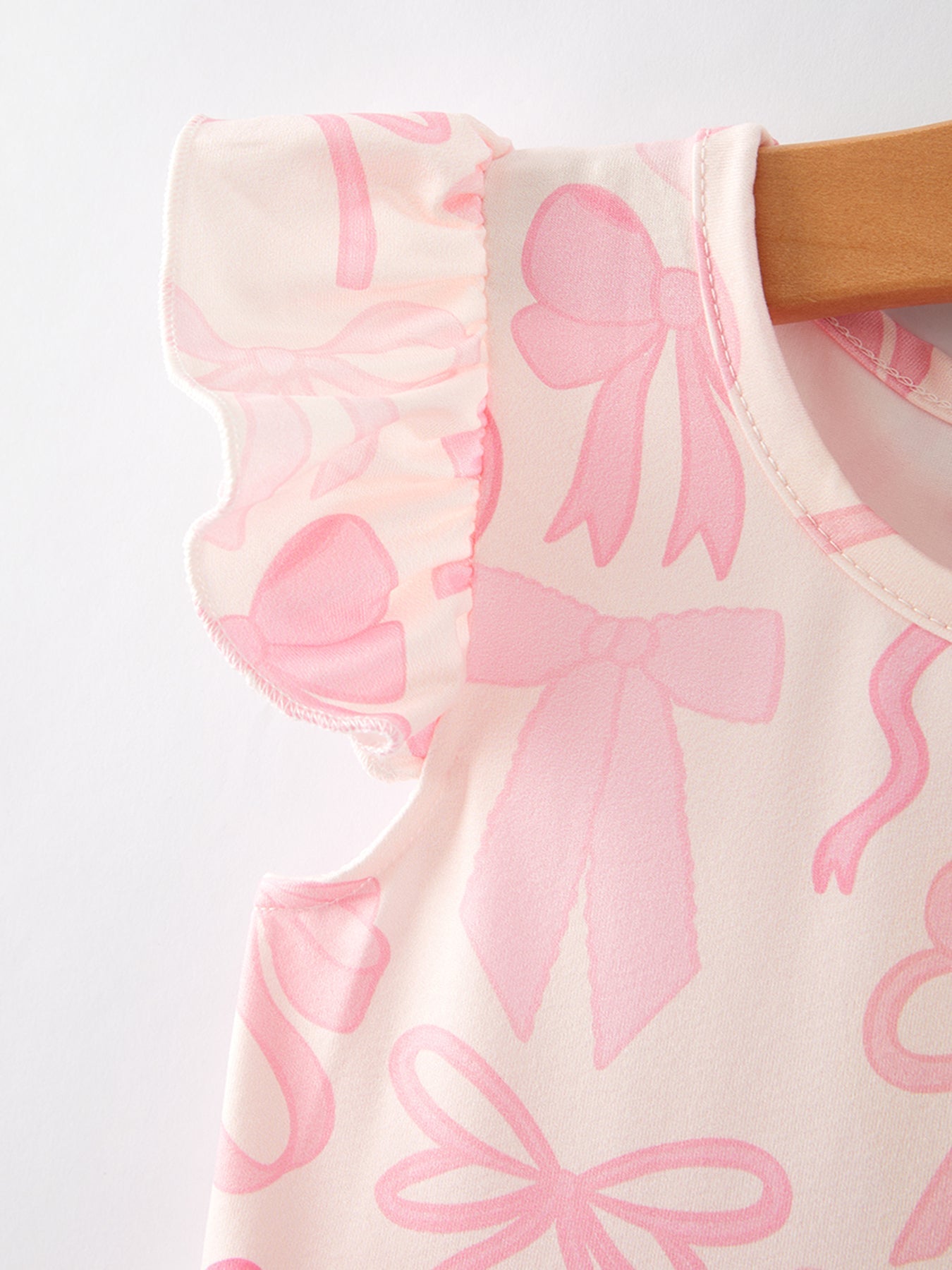 Bow Print Flying Sleeve Girls Dress