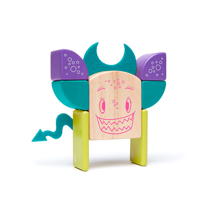 Pip <br>Magnetic Wooden Blocks <br>Sticky Monsters, 8 pieces