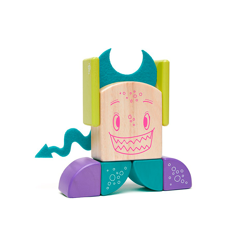 Pip <br>Magnetic Wooden Blocks <br>Sticky Monsters, 8 pieces