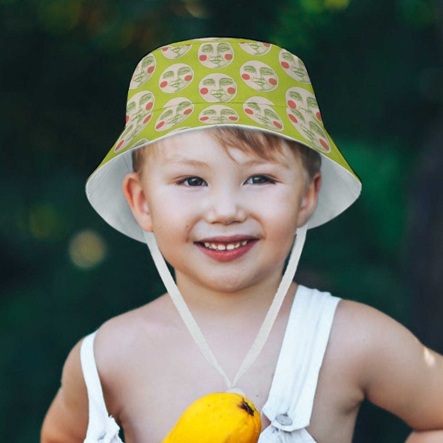 Kooky Moon Bucket Hat in Lime Green (Baby/Kids)