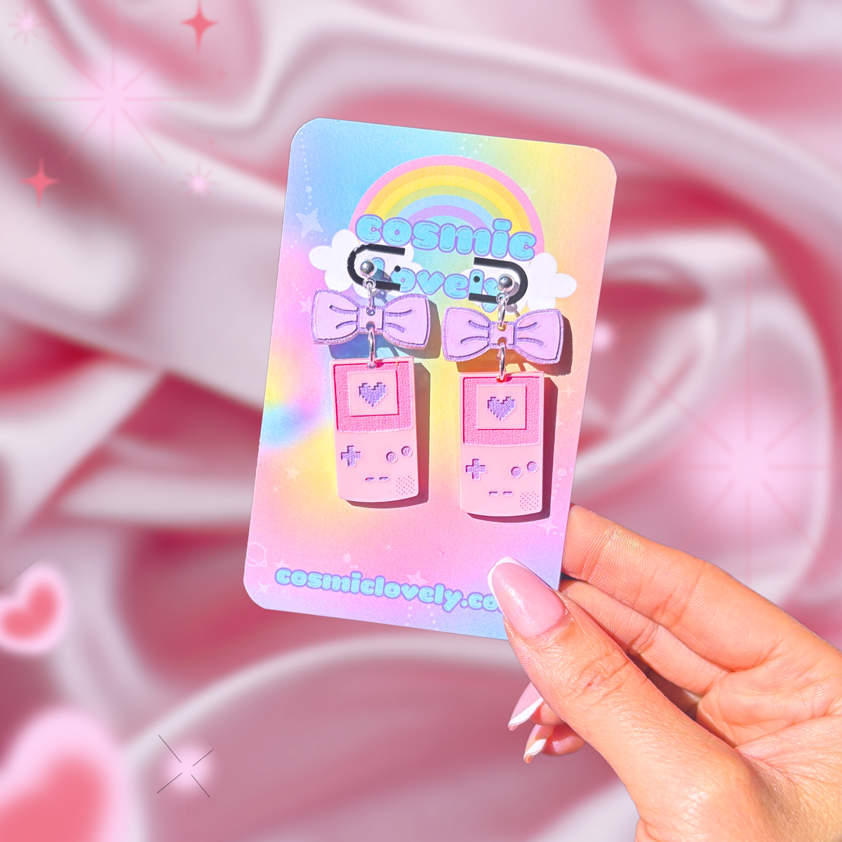 Coquette 90s GBOY handheld game player Valentine's Day Earrings