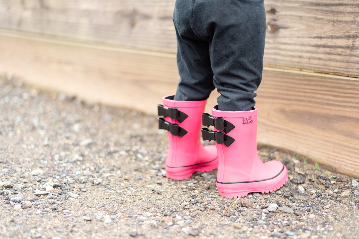 Solid Fuchsia Double Bow Rain Boot
