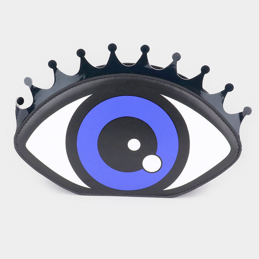 Faux Leather Evil Eye Clutch Bag