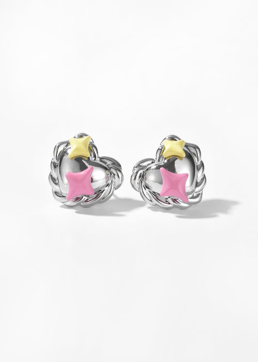 Stellar Silver Heart Stud Earrings