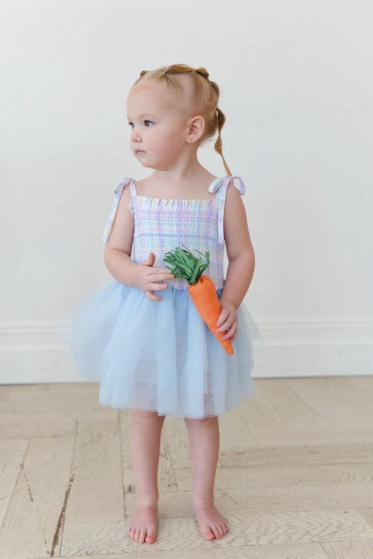 Pastel Prep - Smocked Tulle Bodysuit Dress