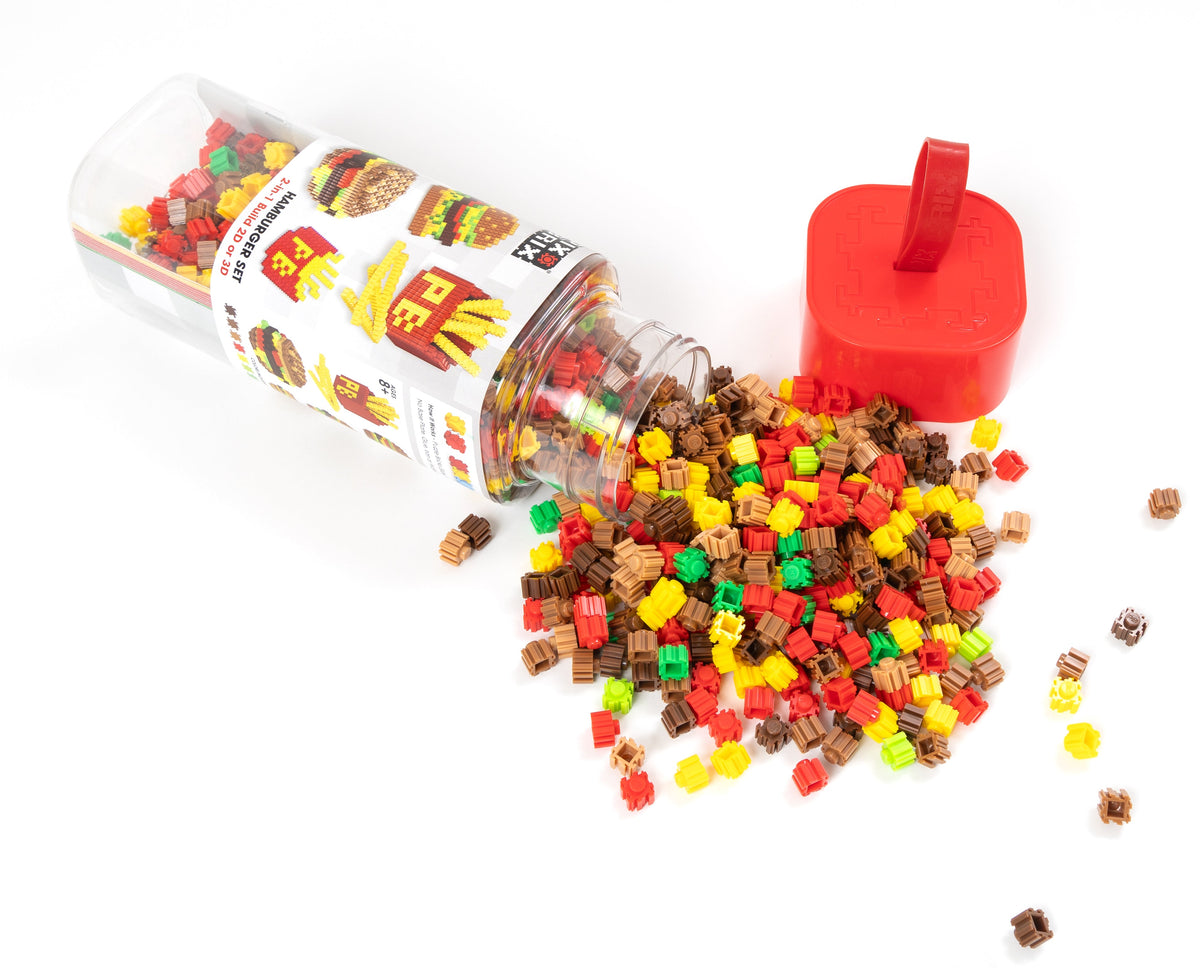 Pix Brix Food Bottle – Hamburger & Fries Set | Build 2D & 3D Pixel Fast Food Fun