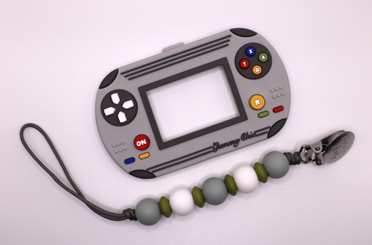 Retro Game Console Teether Set // Grey