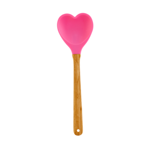 Kitchen Silicone Spoon in Heart shape | Dark Pink