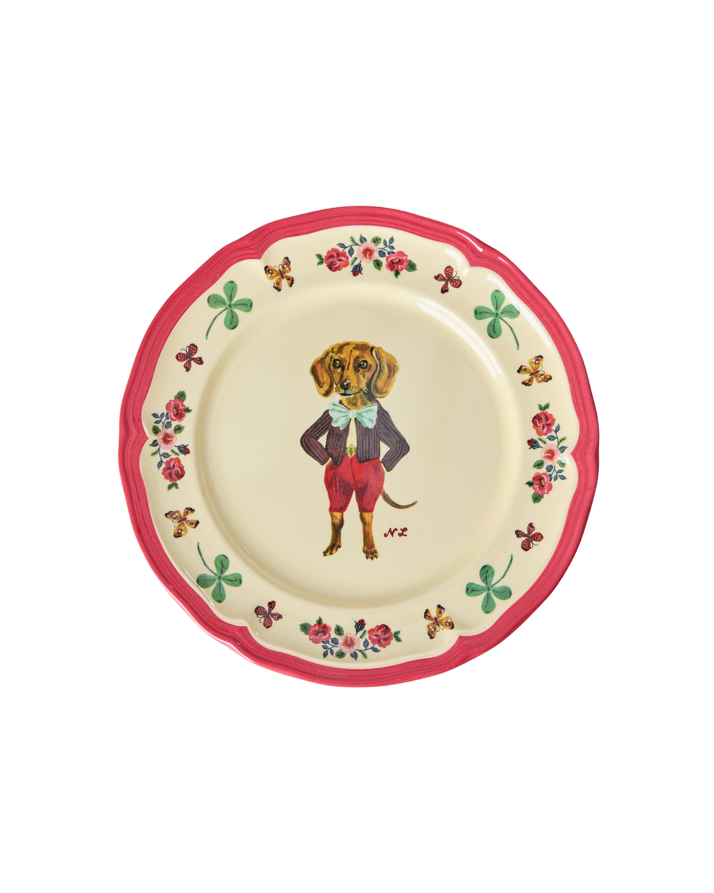 Melamine Vintage Side Plate with Nathalie Lété Print - Red