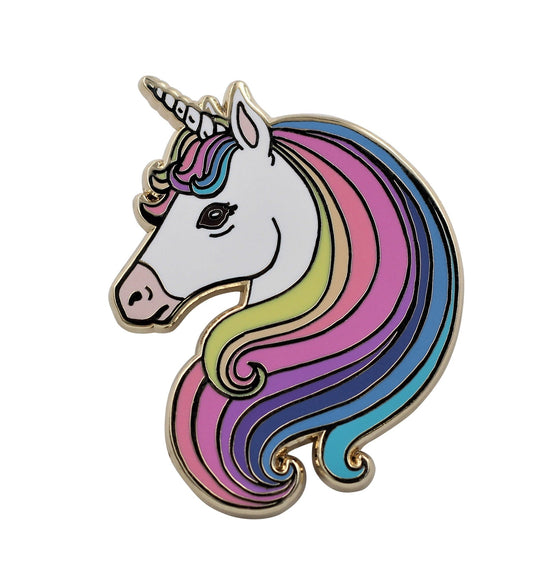 Majestic Unicorn Enamel Pin - Rainbow Hair Unicorn Pin Cute Accessory for Girls