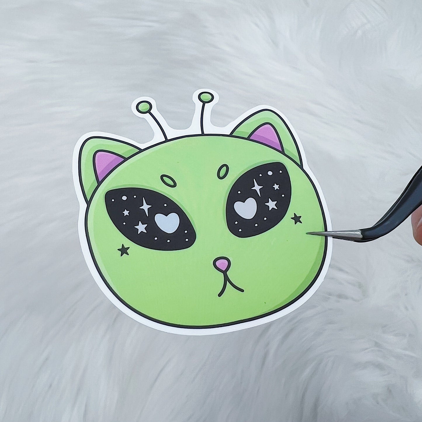 Alien Space Kitty Vinyl Sticker Die Cut | Holographic Foiled