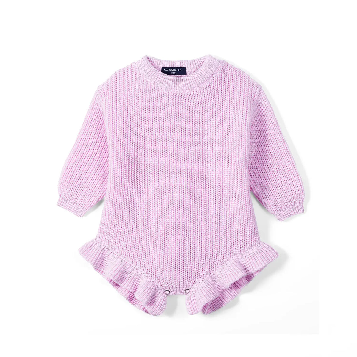Ruffle Chunky Knit Baby Romper in Lilac
