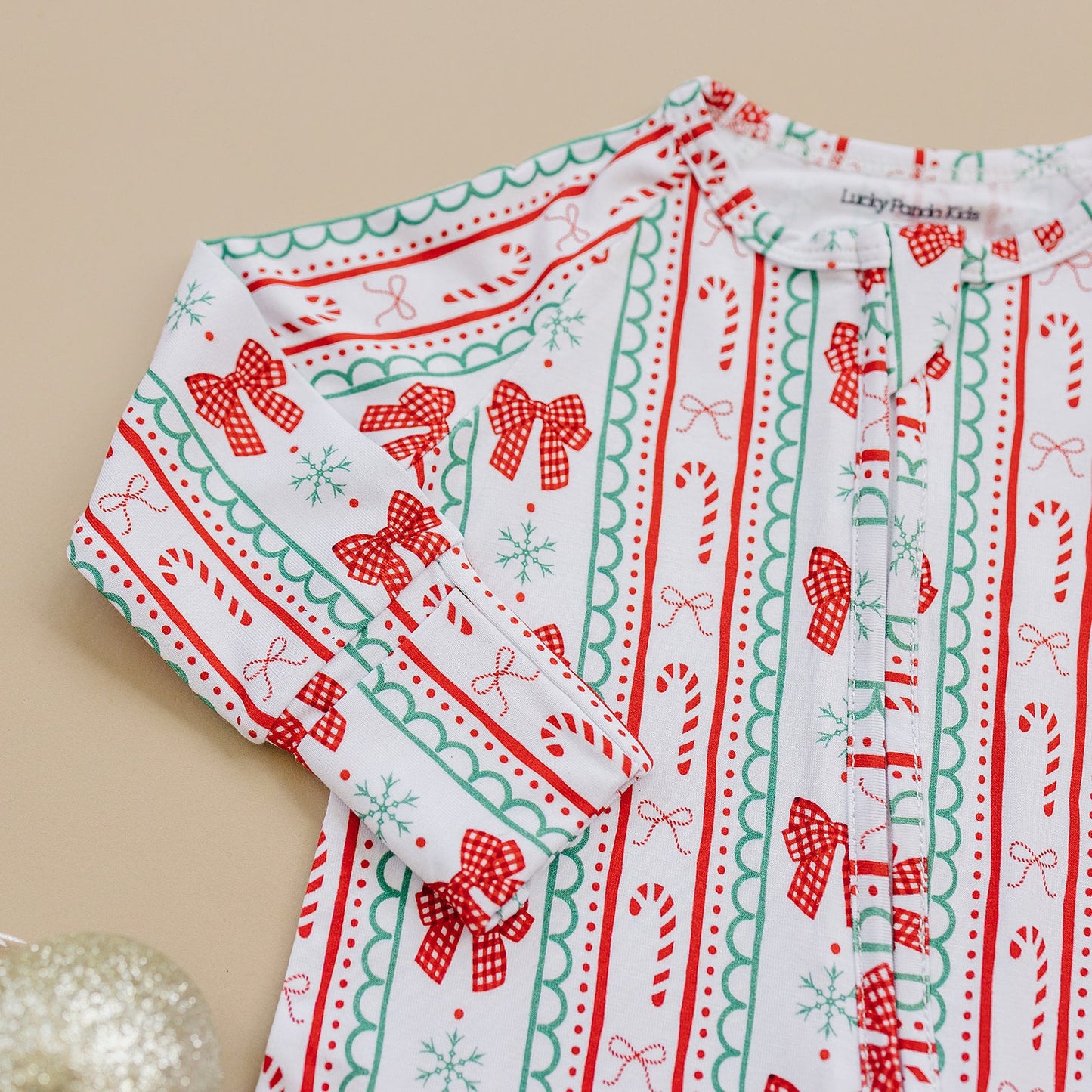 Bamboo Zip Romper | Retro Candy Cane