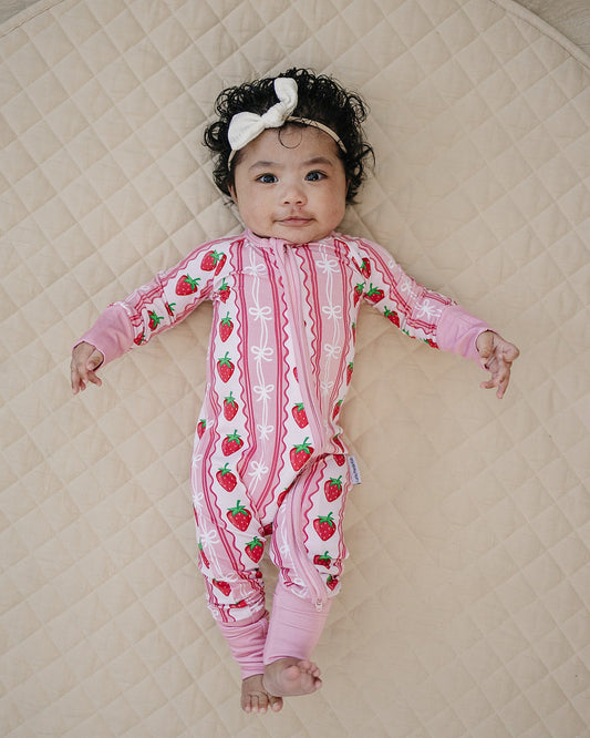 Bamboo Zip Romper | Strawberry