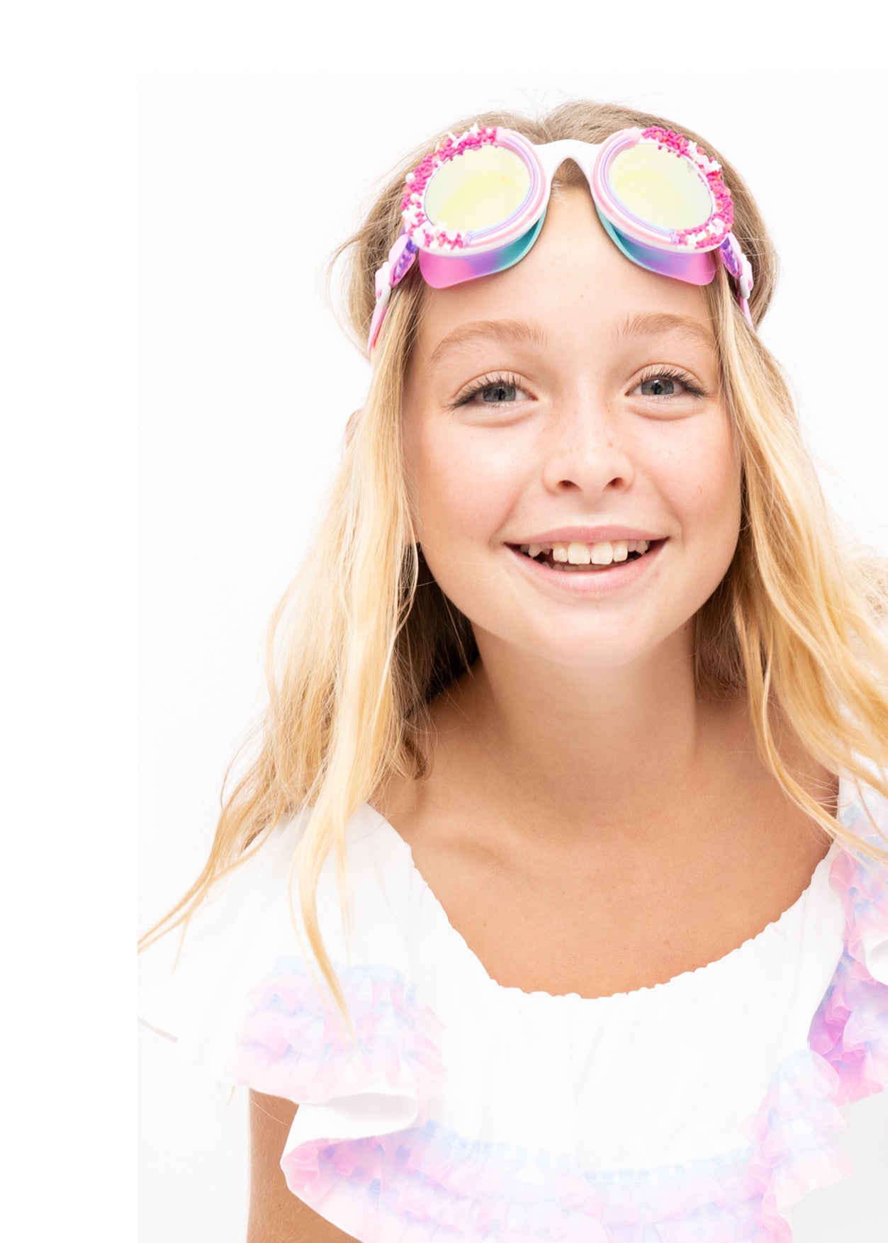 Pink & Blue Anemone White Bikini