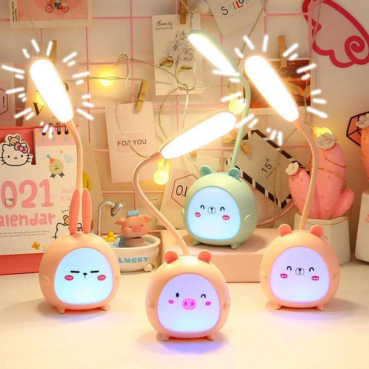 Cartoon Desk Lamp Eye Protection Energy-saving Reading Lamp USB Charging Sleeping Night Light LED Table Lamp for Kids Cute Study Lamps for Bedroom Décor