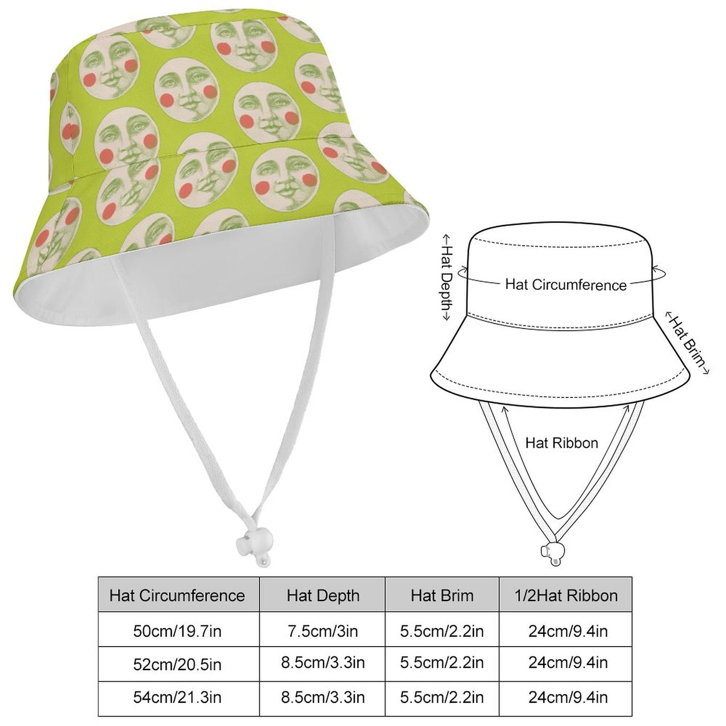 Kooky Moon Bucket Hat in Lime Green (Baby/Kids)