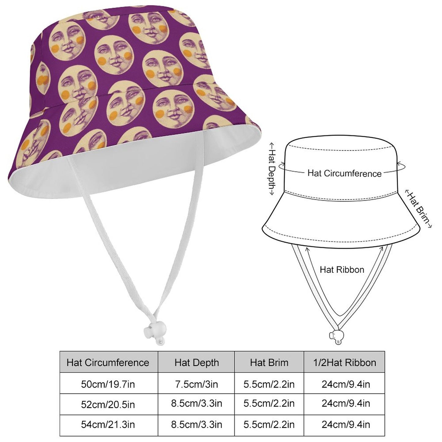 Kooky Moon Bucket Hat in Purple (Baby/Kids)