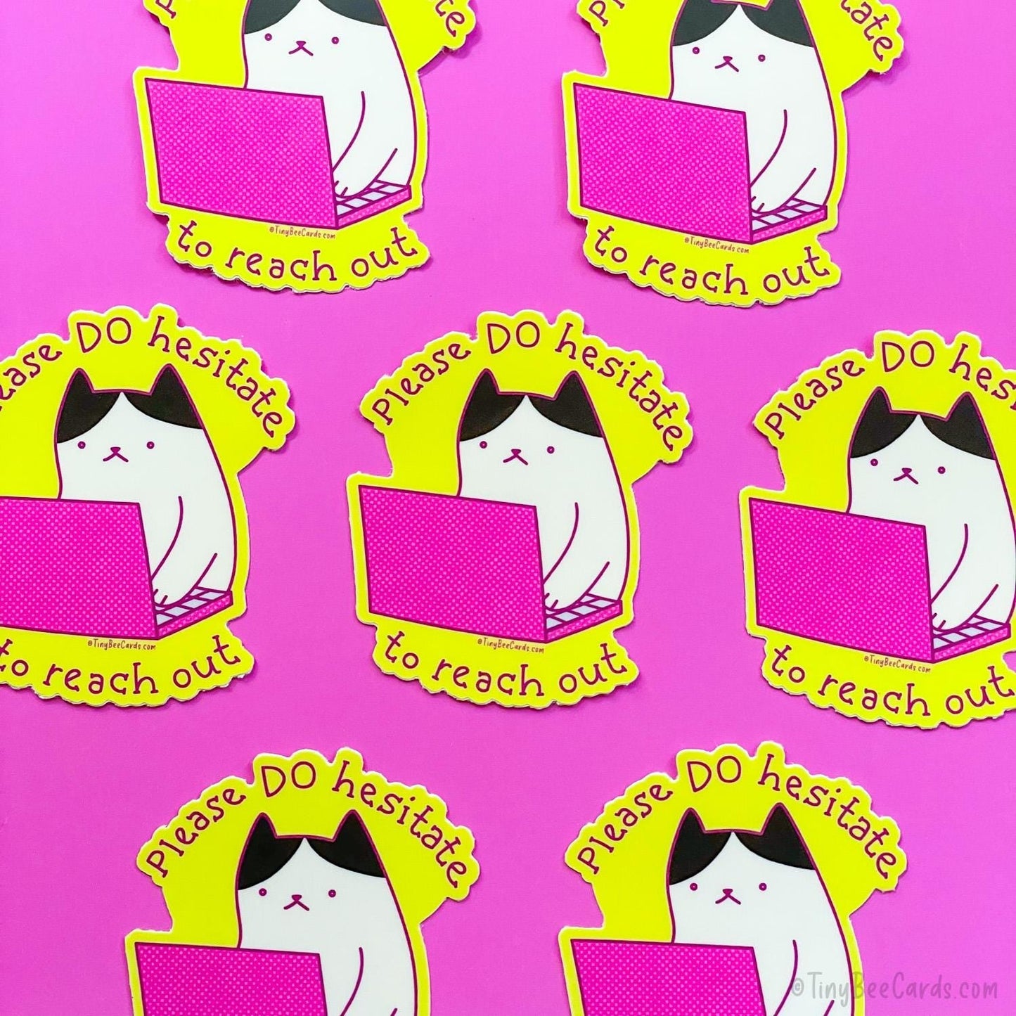 Please Do Hesitate to Reach Out Customer Service Cat Vinyl Sticker