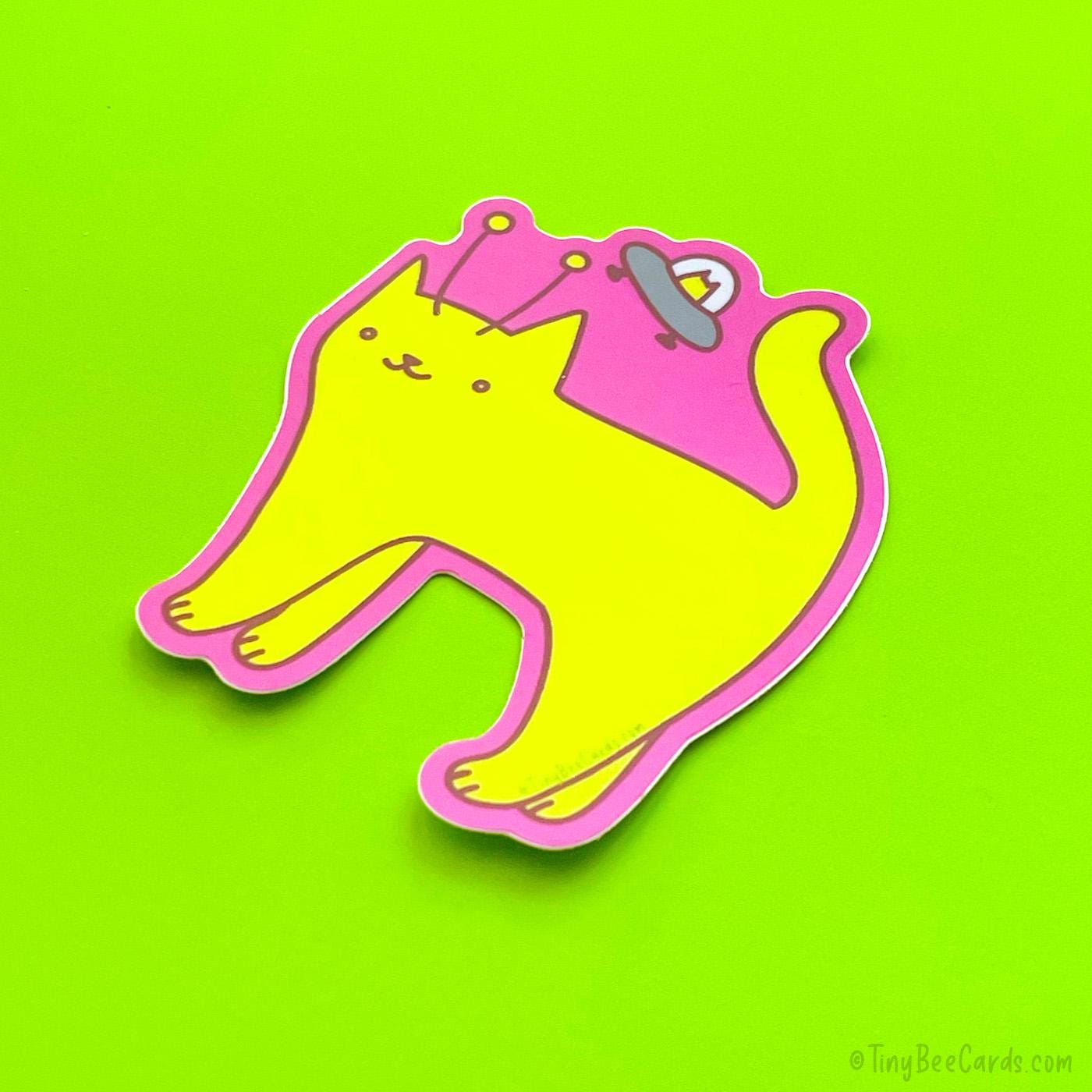 Alien Cat Vinyl Sticker - Outer Space UFO Kitty Decal