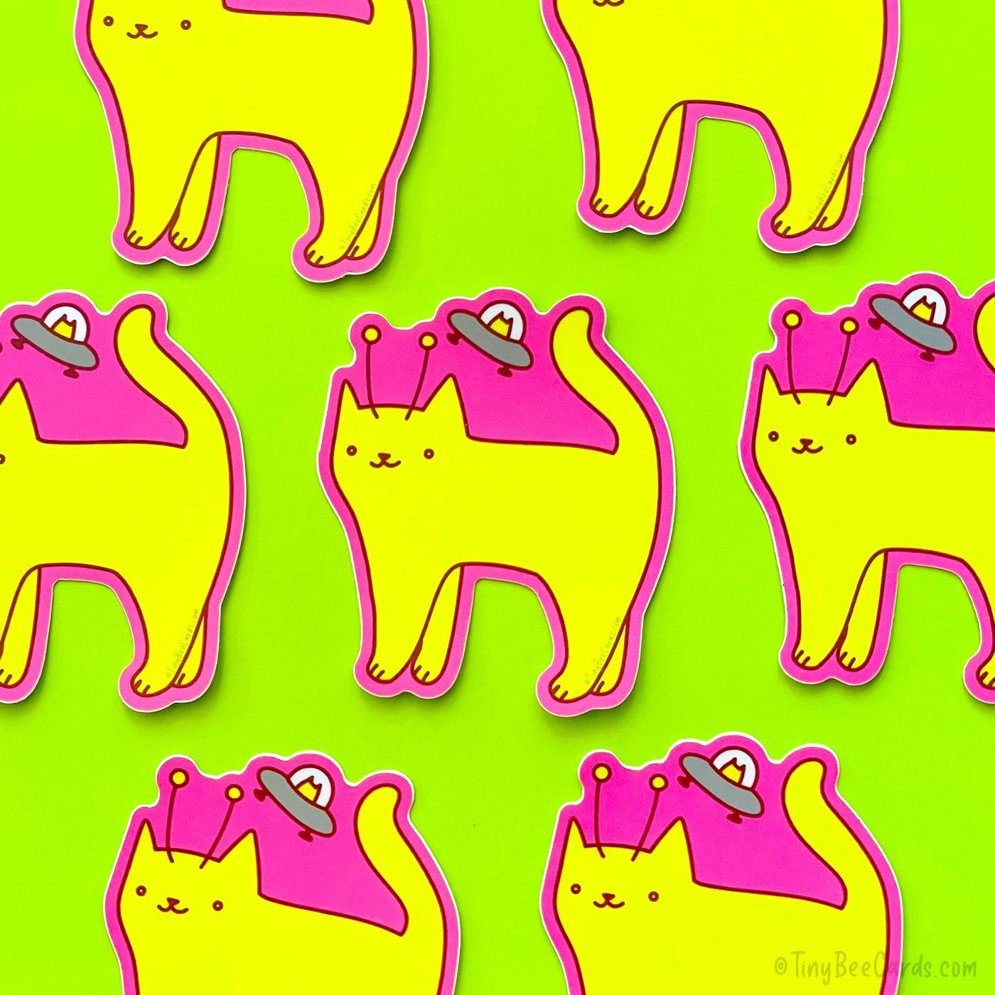 Alien Cat Vinyl Sticker - Outer Space UFO Kitty Decal
