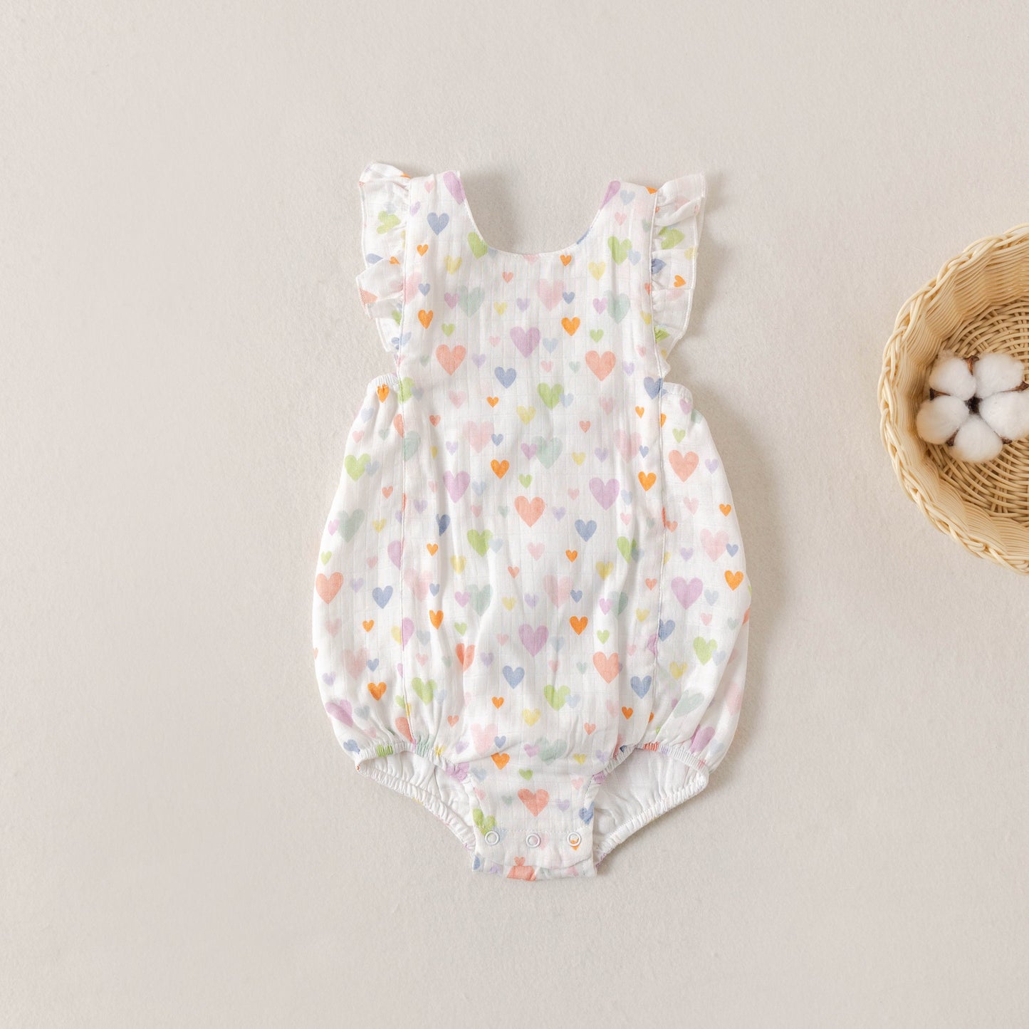 Confetti Hearts Organic Muslin Bubble Romper