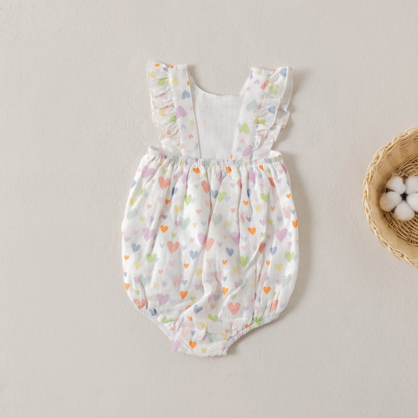 Confetti Hearts Organic Muslin Bubble Romper