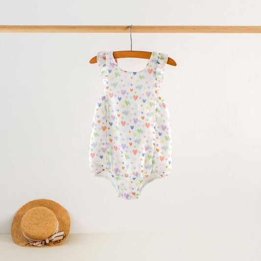 Confetti Hearts Organic Muslin Bubble Romper