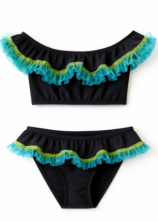 Black Bikini with Anemone Fringe