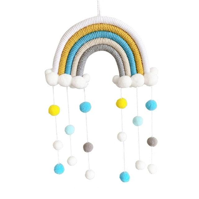 Room Decoration Handmade Woven Cotton Rope Rainbow Hanging Decoration Rainbow with Pom Pom Ball Wall Hanging Garlands for Kids Room Baby Shower Party Supplies Wall Hanging Decor With Felt Ball Photo Props