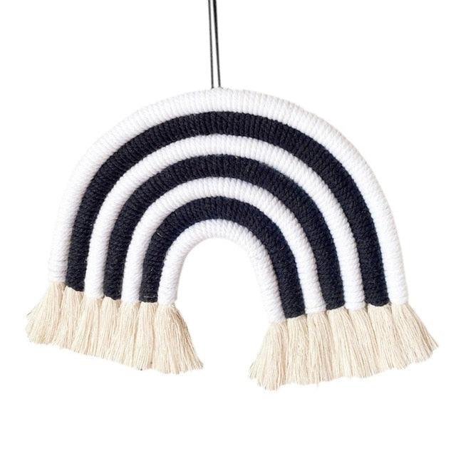 Room Decoration Handmade Woven Cotton Rope Rainbow Hanging Decoration Rainbow with Pom Pom Ball Wall Hanging Garlands for Kids Room Baby Shower Party Supplies Wall Hanging Decor With Felt Ball Photo Props