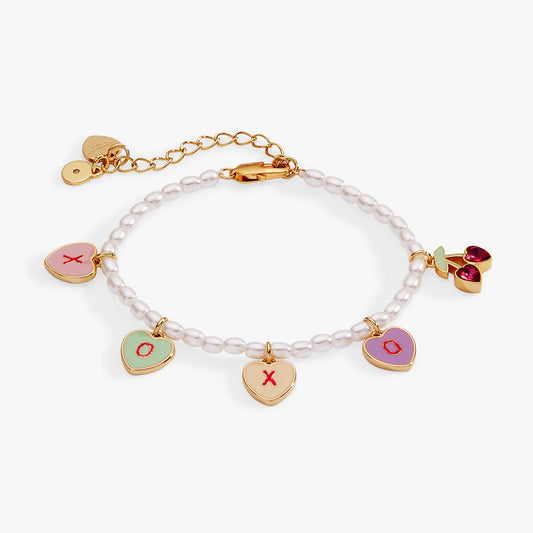 Sweethearts® ‘XOXO’ Heart Charm Beaded Pearl Bracelet